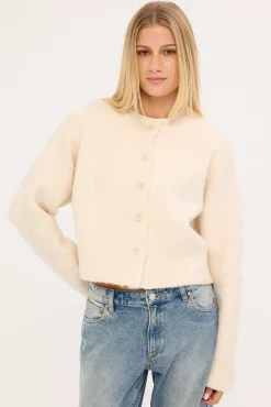 Lumia Crew Neck Knit Cardi Cream