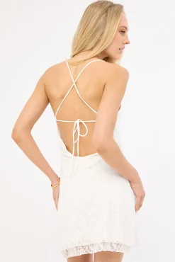 Lumira Lace Frill Mini Dress White