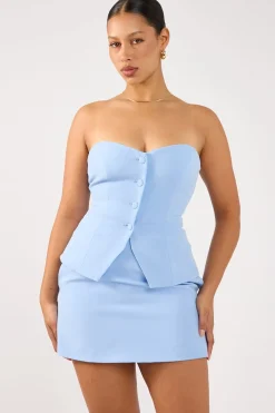 Luna High Rise Mini Skirt Blue