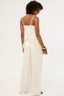 Lune Satin Mid Rise Pant Off-White