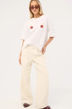 Lupa Mid Rise Pleated Pant Cream