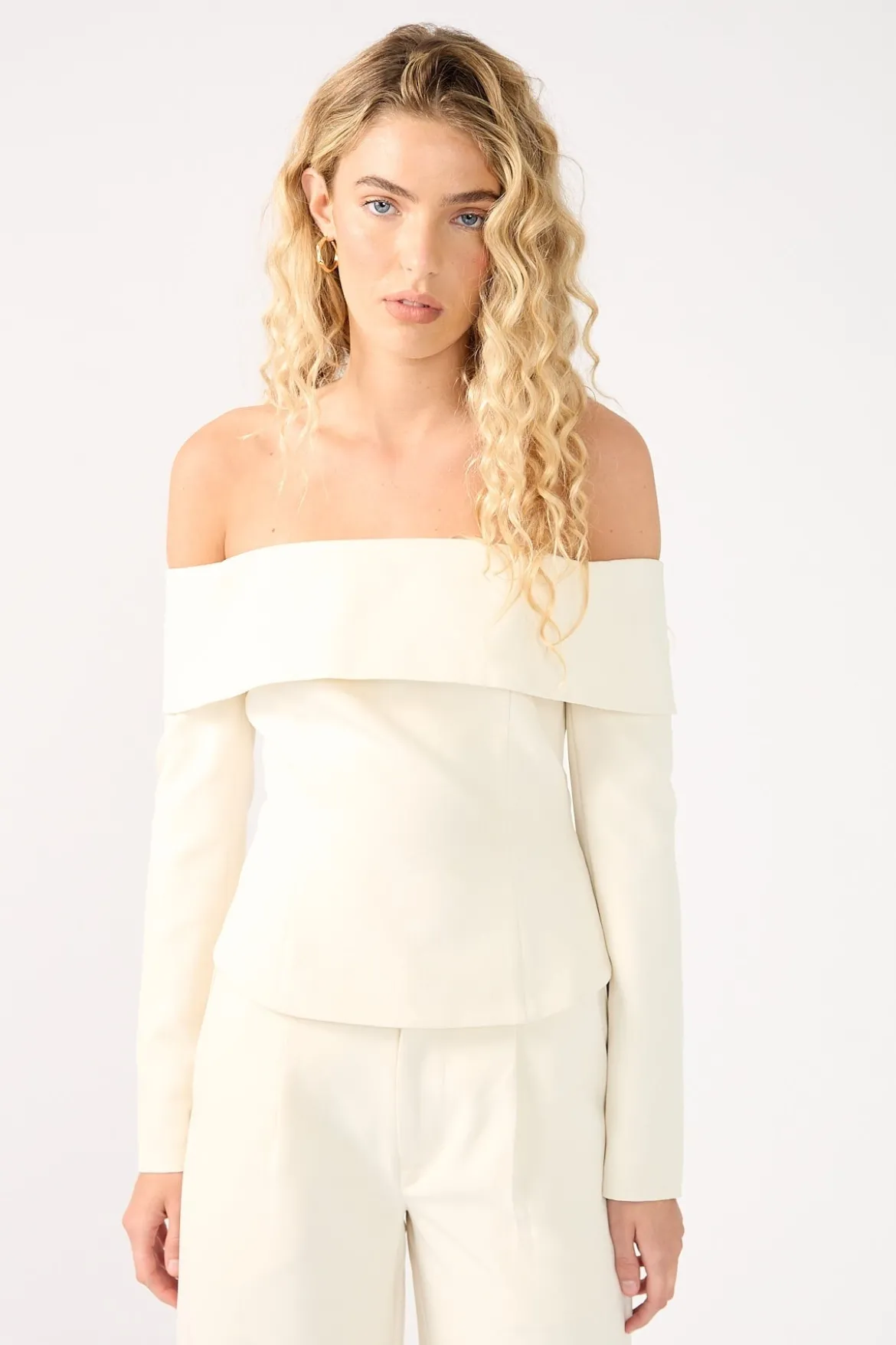 Lupa Off Shoulder Long Sleeve Top Cream