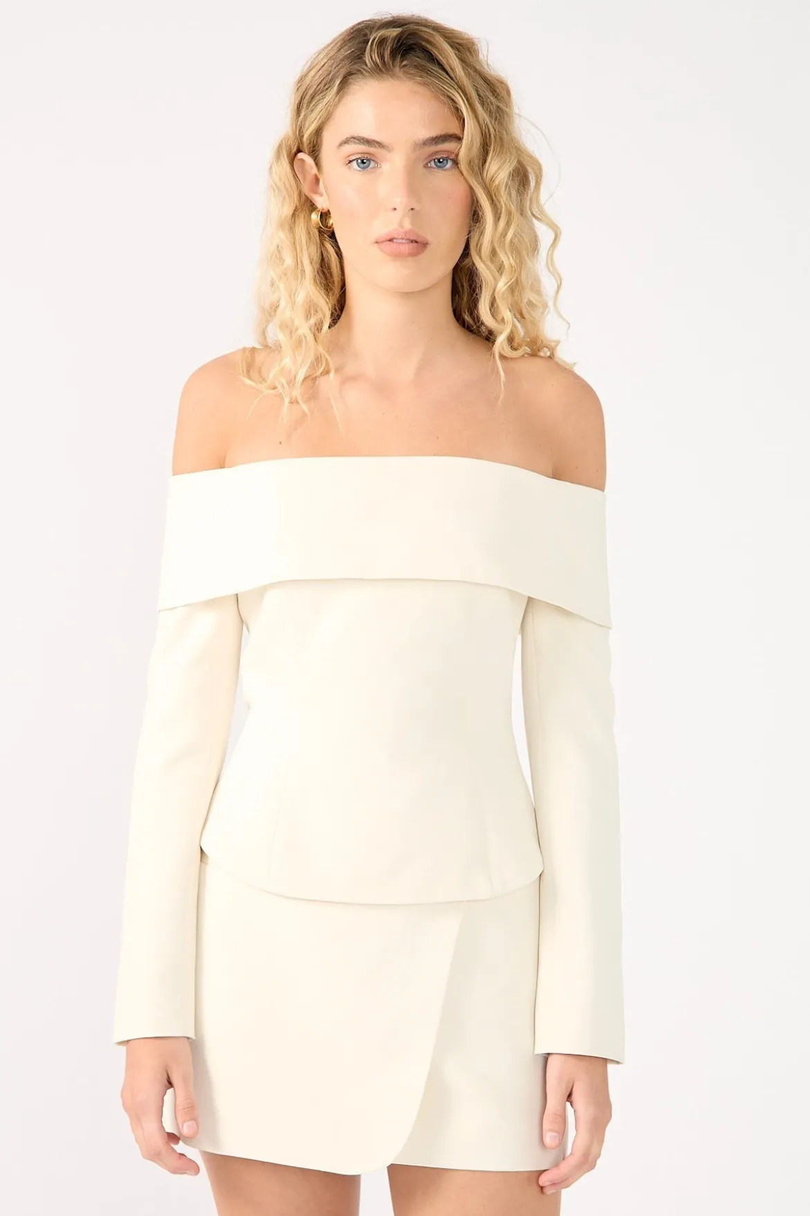 Lupa Off Shoulder Long Sleeve Top Cream