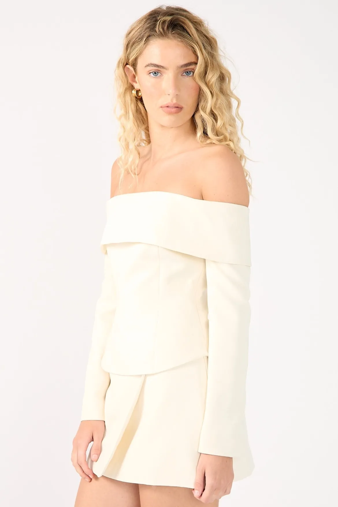 Lupa Off Shoulder Long Sleeve Top Cream