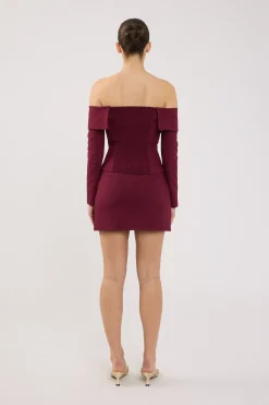 Lupa Off Shoulder Long Sleeve Top Burgundy