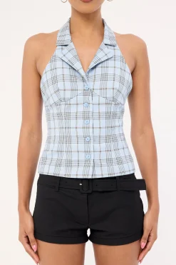 Lure Top Baby Blue Plaid
