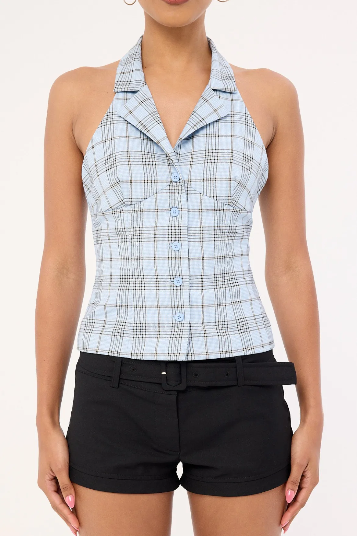 Lure Top Baby Blue Plaid