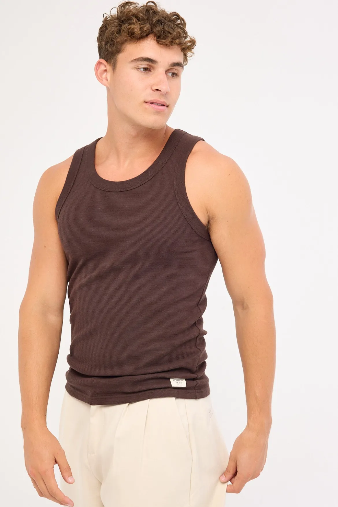 Luxe Ottoman Singlet Coffee Brown