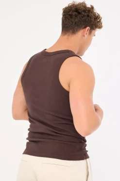 Luxe Ottoman Singlet Coffee Brown