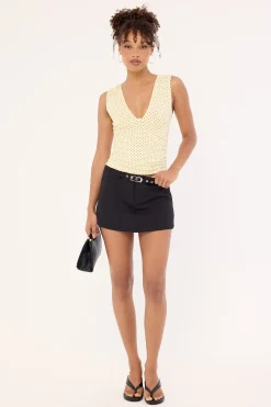 Lycia Plunge Top Micro Polka Cream