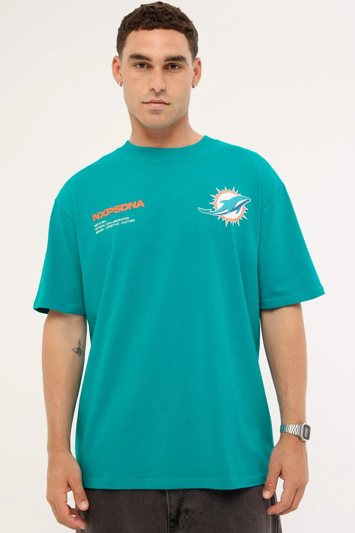 M Dolphins Driven Tee Aqua