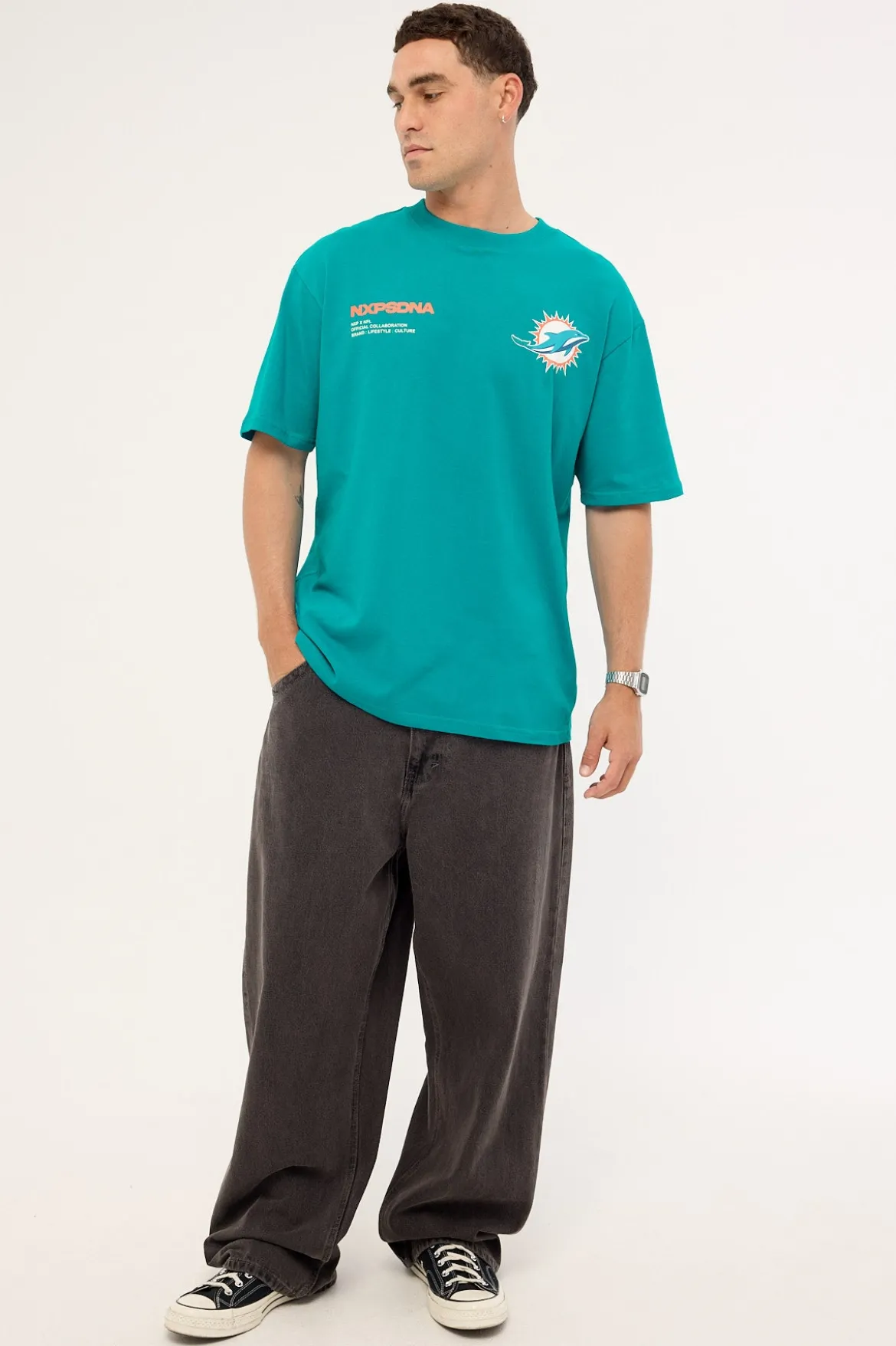M Dolphins Driven Tee Aqua