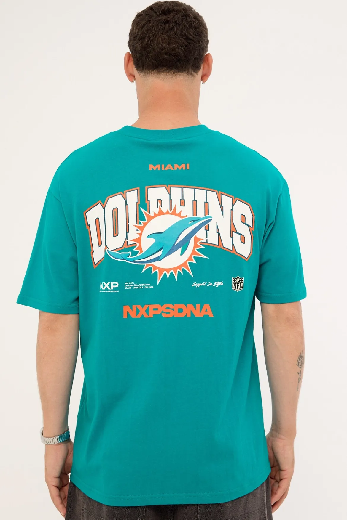 M Dolphins Driven Tee Aqua