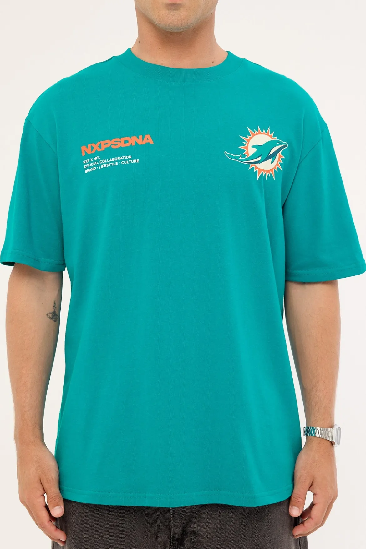 M Dolphins Driven Tee Aqua