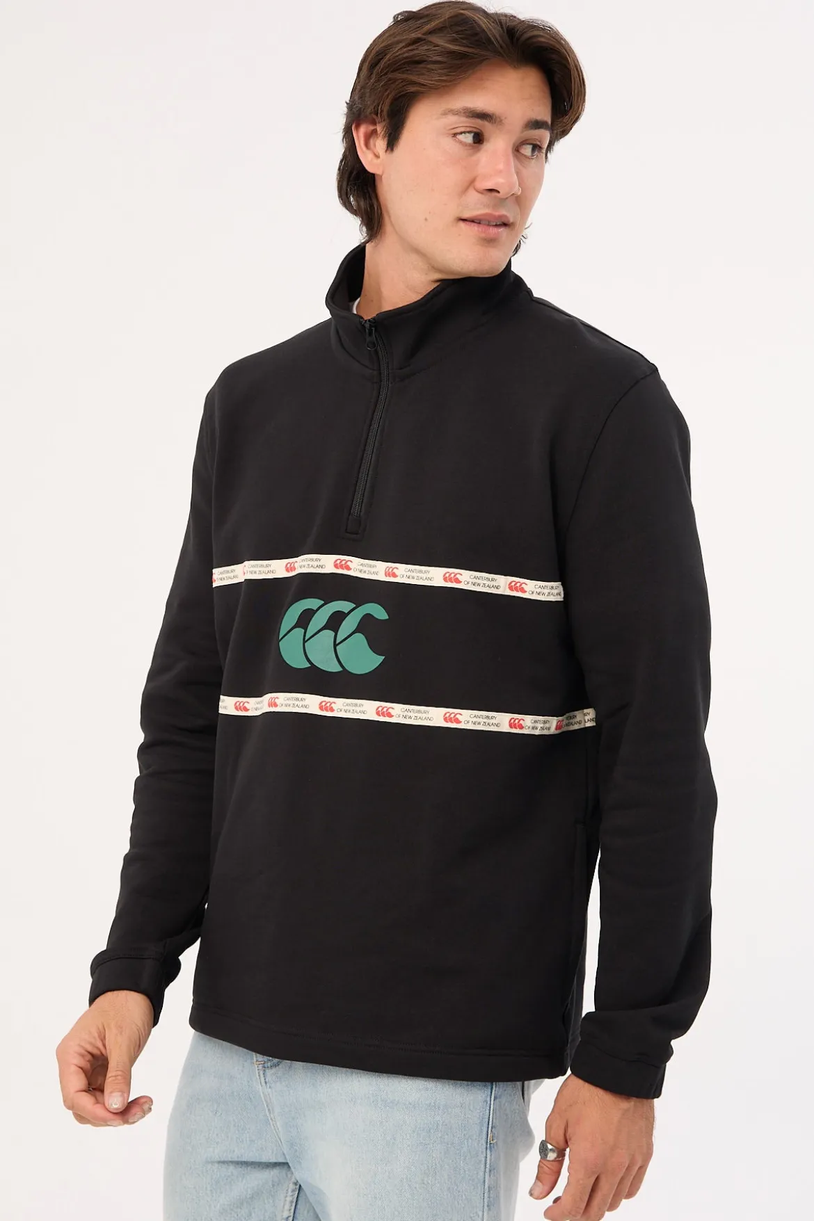 M Heritage Quarter Zip Jet Black