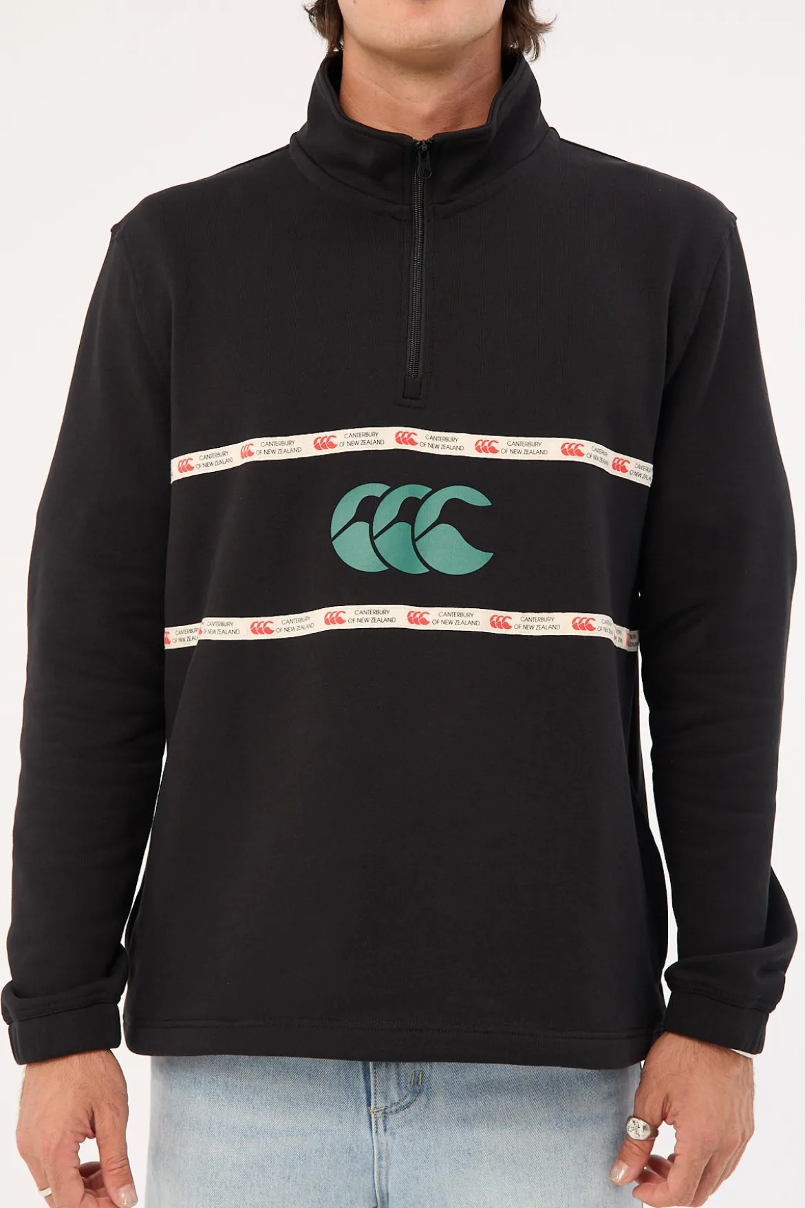 M Heritage Quarter Zip Jet Black