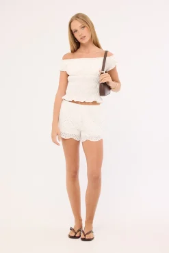Macy Broderie Shorts White
