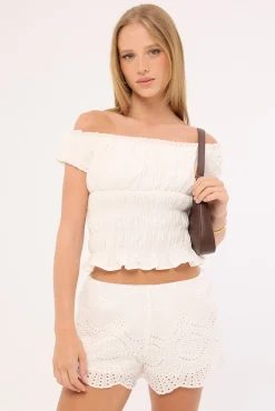 Macy Broderie Shorts White