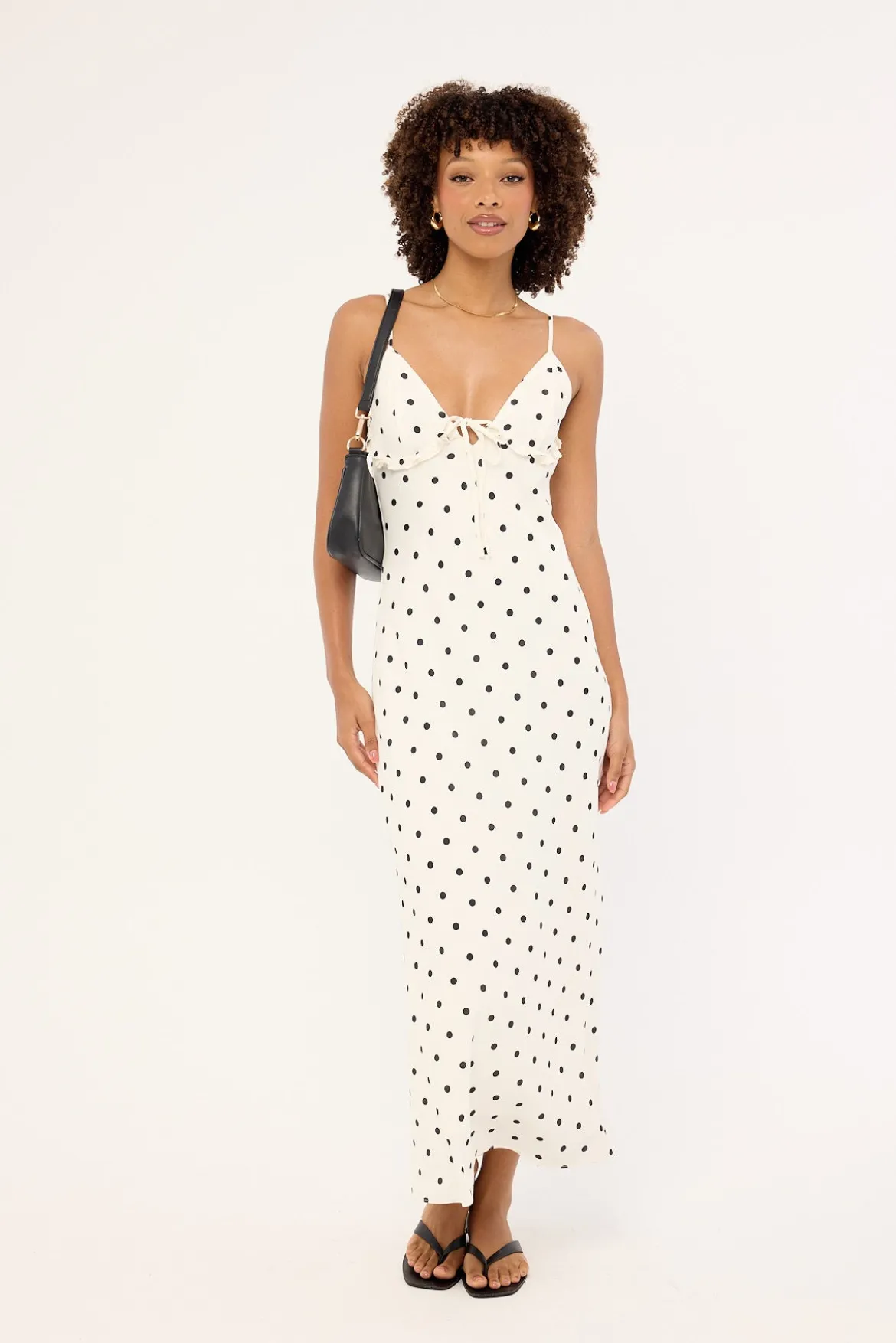 Mademoiselle Maxi Dress White Polka Print