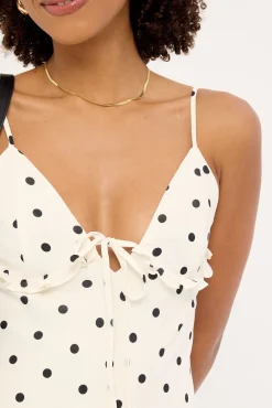 Mademoiselle Maxi Dress White Polka Print