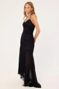 Mae Recycled Mesh Maxi Dress Black