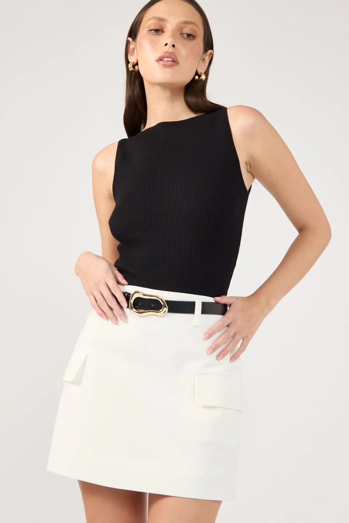 Maeve Tailored Mini Skirt Off White
