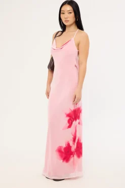 Magnolia Bloom Maxi Dress Pink Print