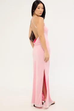 Magnolia Bloom Maxi Dress Pink Print
