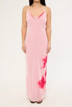Magnolia Bloom Maxi Dress Pink Print