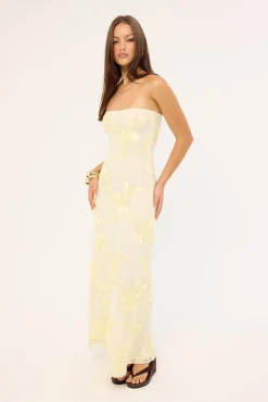 Mai Strapless Maxi Dress Butter Yellow