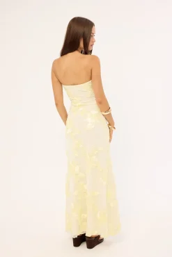 Mai Strapless Maxi Dress Butter Yellow