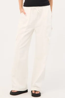 Maisy Mid Rise Cargo Pant White