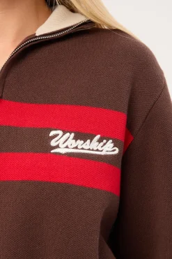 Major League 1/4 Zip Knit Chocolate