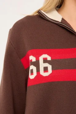 Major League 1/4 Zip Knit Chocolate