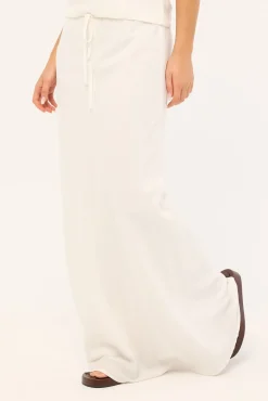 Malibu Linen Maxi Skirt White