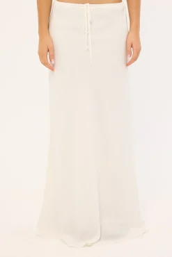 Malibu Linen Maxi Skirt White