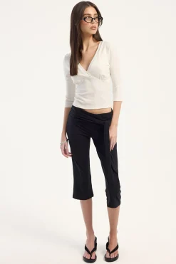 Mara V-Neck 3/4 Sleeve T-Shirt White
