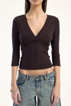 Mara V-Neck 3/4 Sleeve T-Shirt Dark Plum