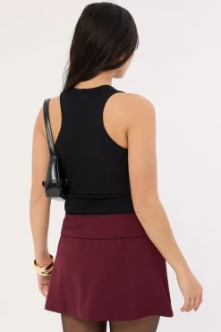 Marcia Mid Rise Mini Skirt Burgundy