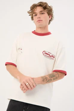 Marinara Heavyweight Ringer Easy Tee Off White