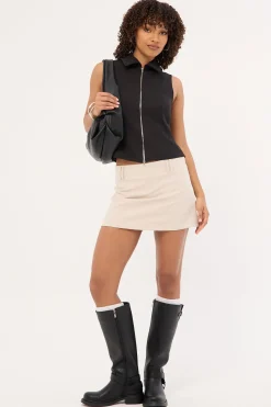 Maris Sleeveless Zip Through Top Black
