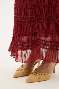 Marisole Gathered Maxi Skirt Burgundy