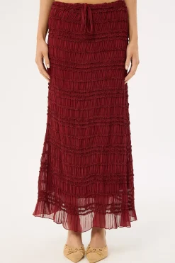 Marisole Gathered Maxi Skirt Burgundy
