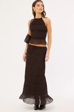 Marisole Gathered Maxi Skirt Choc
