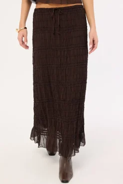 Marisole Gathered Maxi Skirt Choc