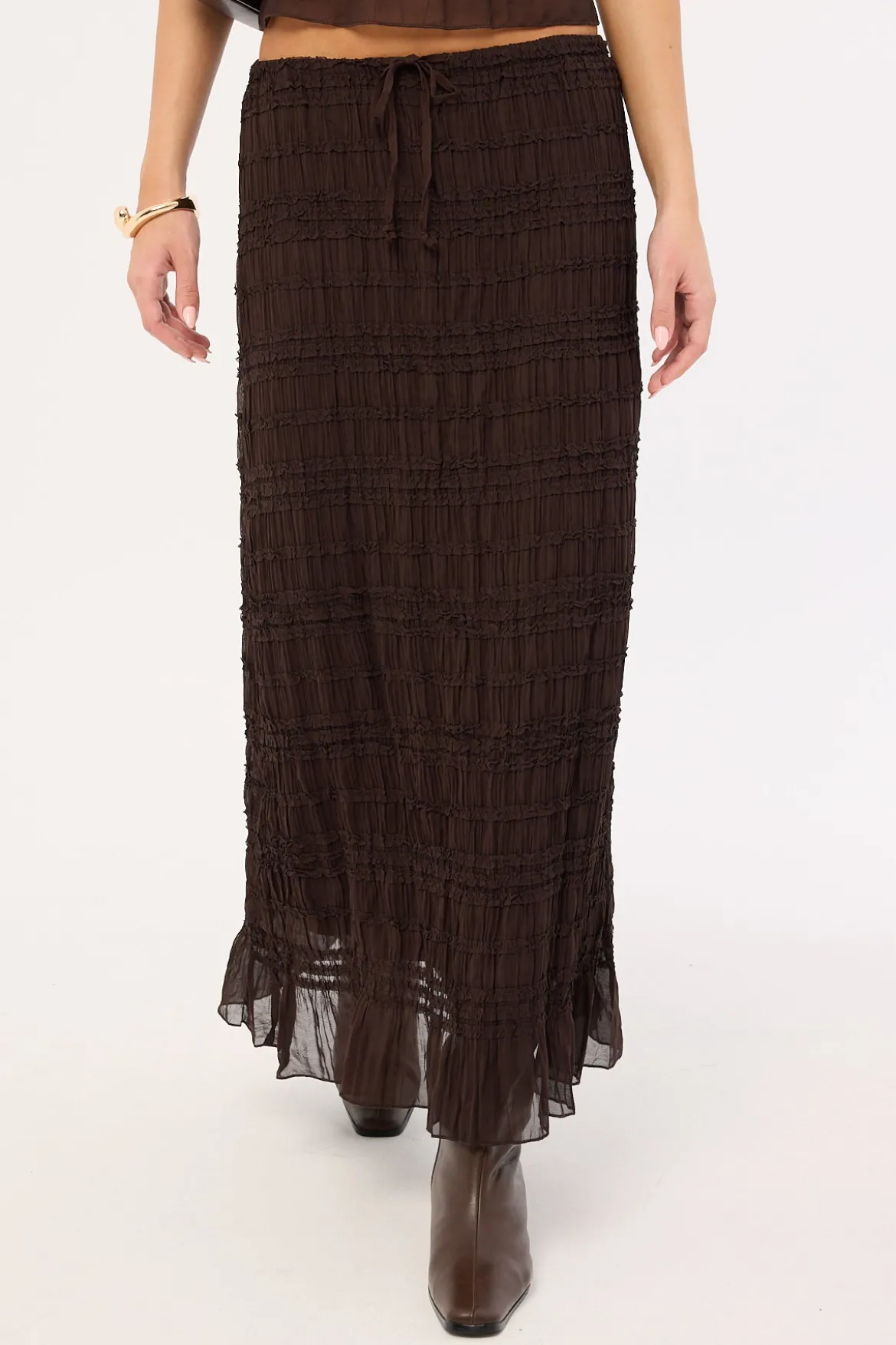 Marisole Gathered Maxi Skirt Choc