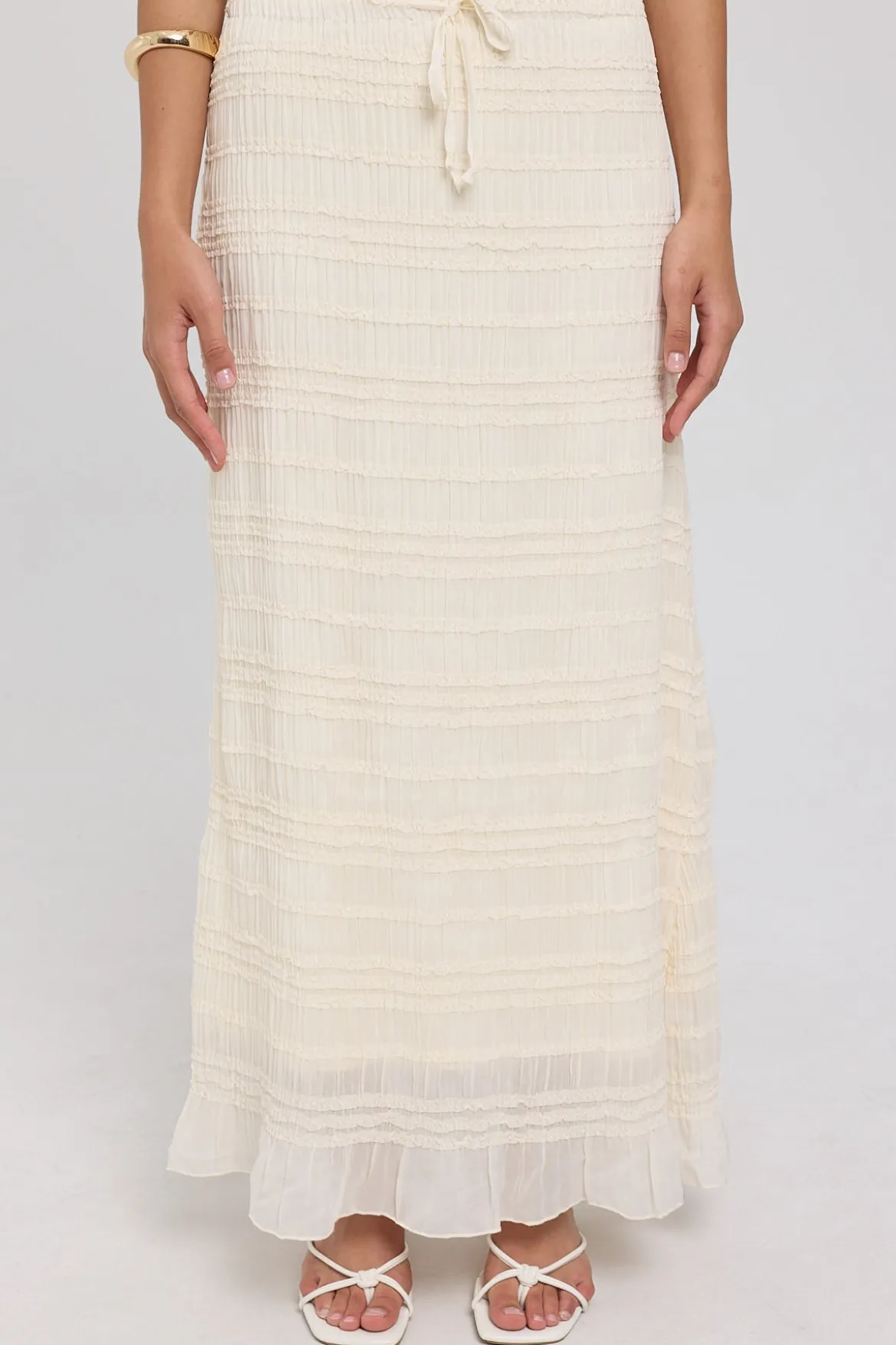 Marisole Gathered Maxi Skirt Cream