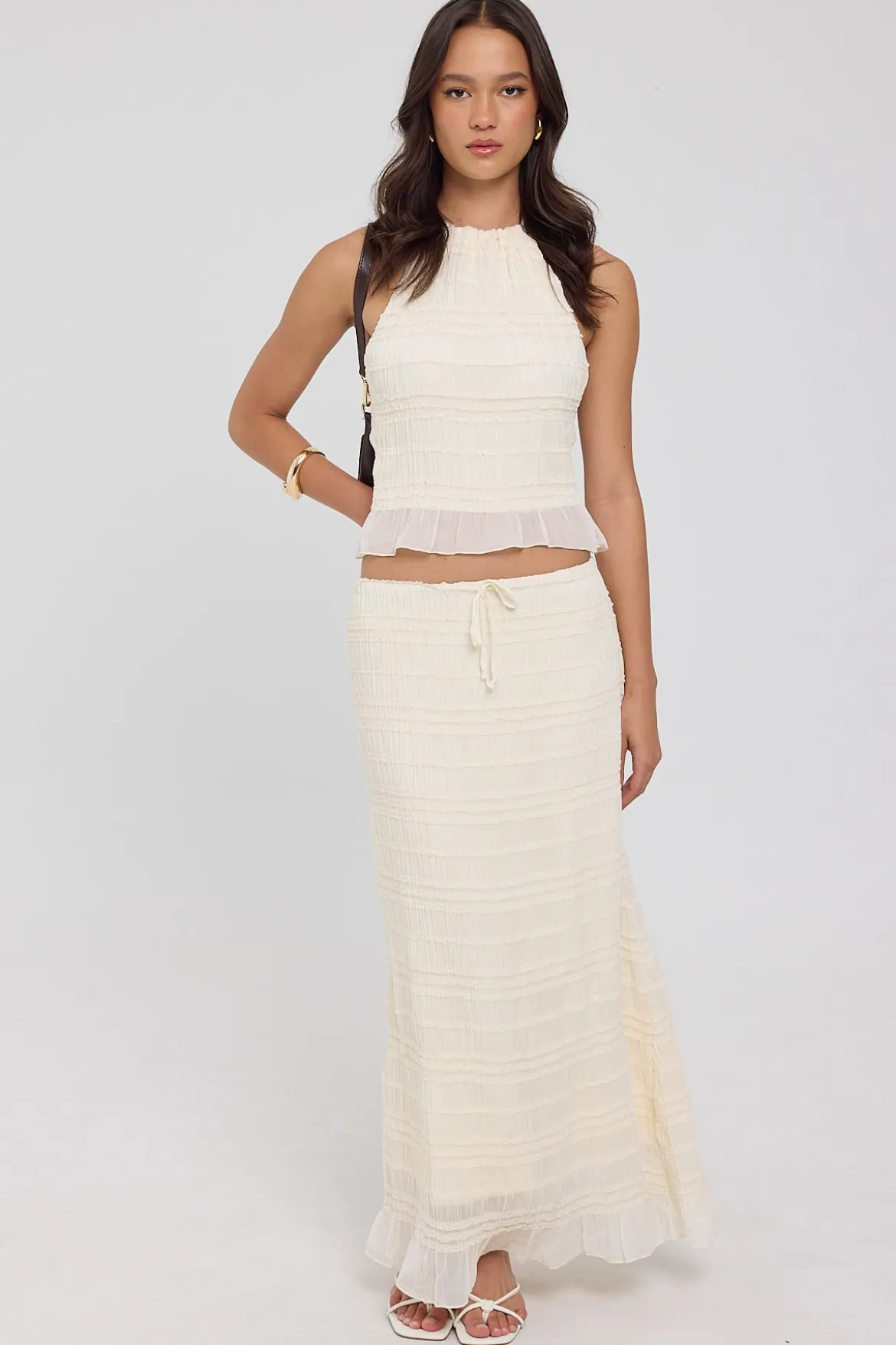 Marisole Gathered Maxi Skirt Cream