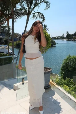 Marisole Gathered Maxi Skirt Cream