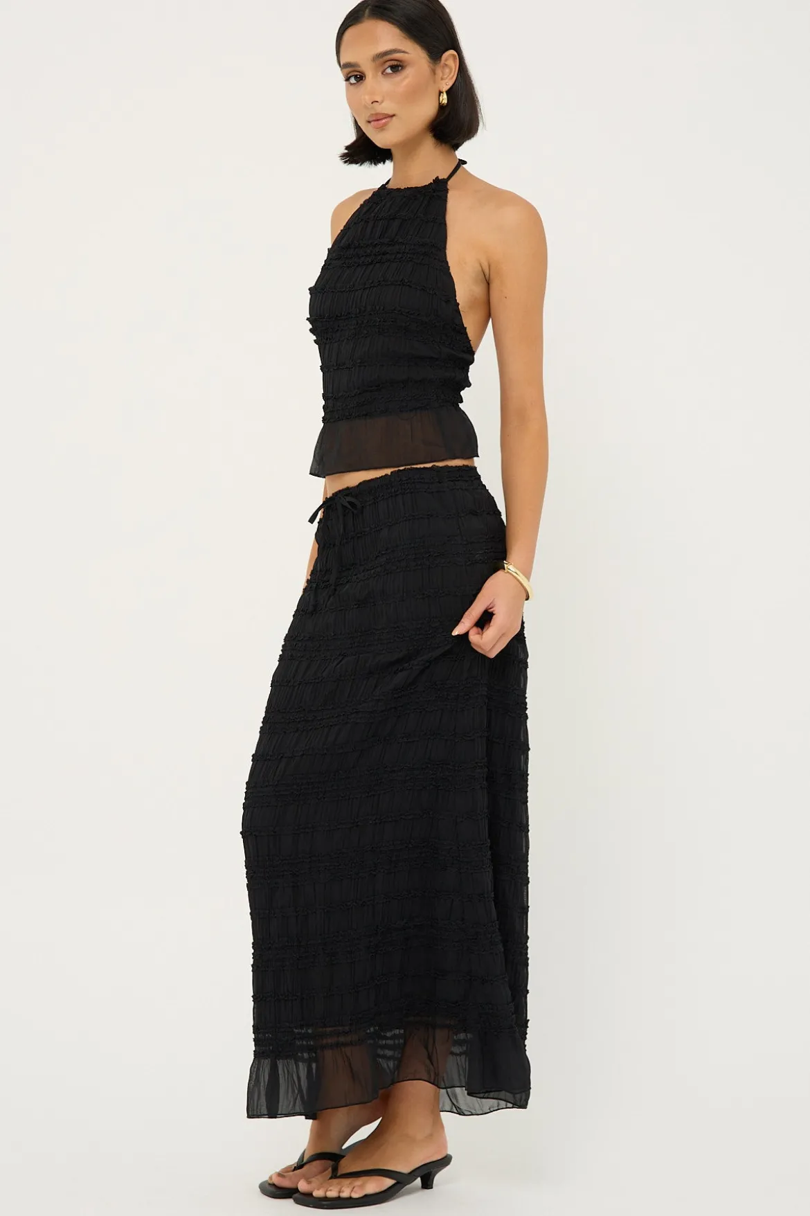 Marisole Gathered Maxi Skirt Black